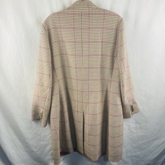 Ann Taylor Houndstooth Overcoat Jacket Cream Black Pink XXL Preppy Academia NWOT - Picture 11 of 12